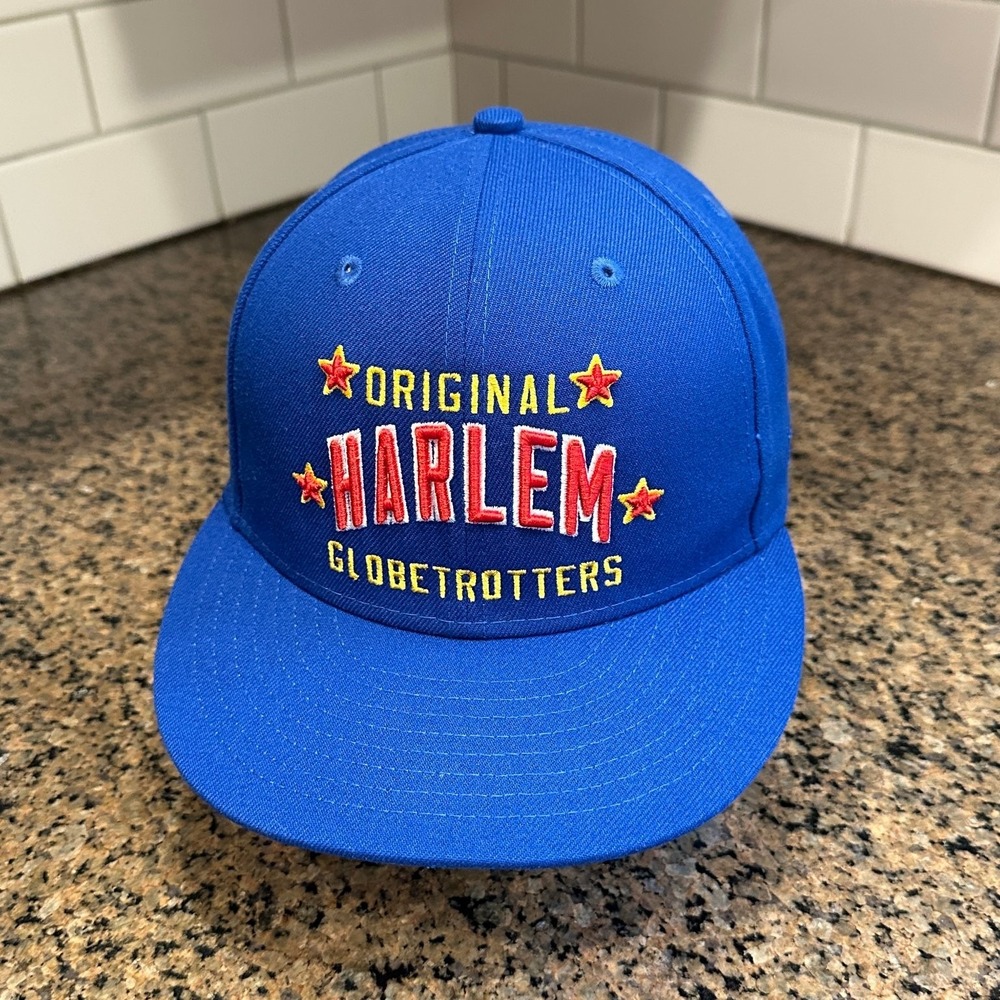 Harlem Globetrotters Rings & Crwns Hat Fitted 7 1/8 Blue Red Polyester